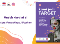 Sampul buku berjudul Kami Jadi Target: Pengalaman Perempuan Pembela HAM Menghadapi KBGO